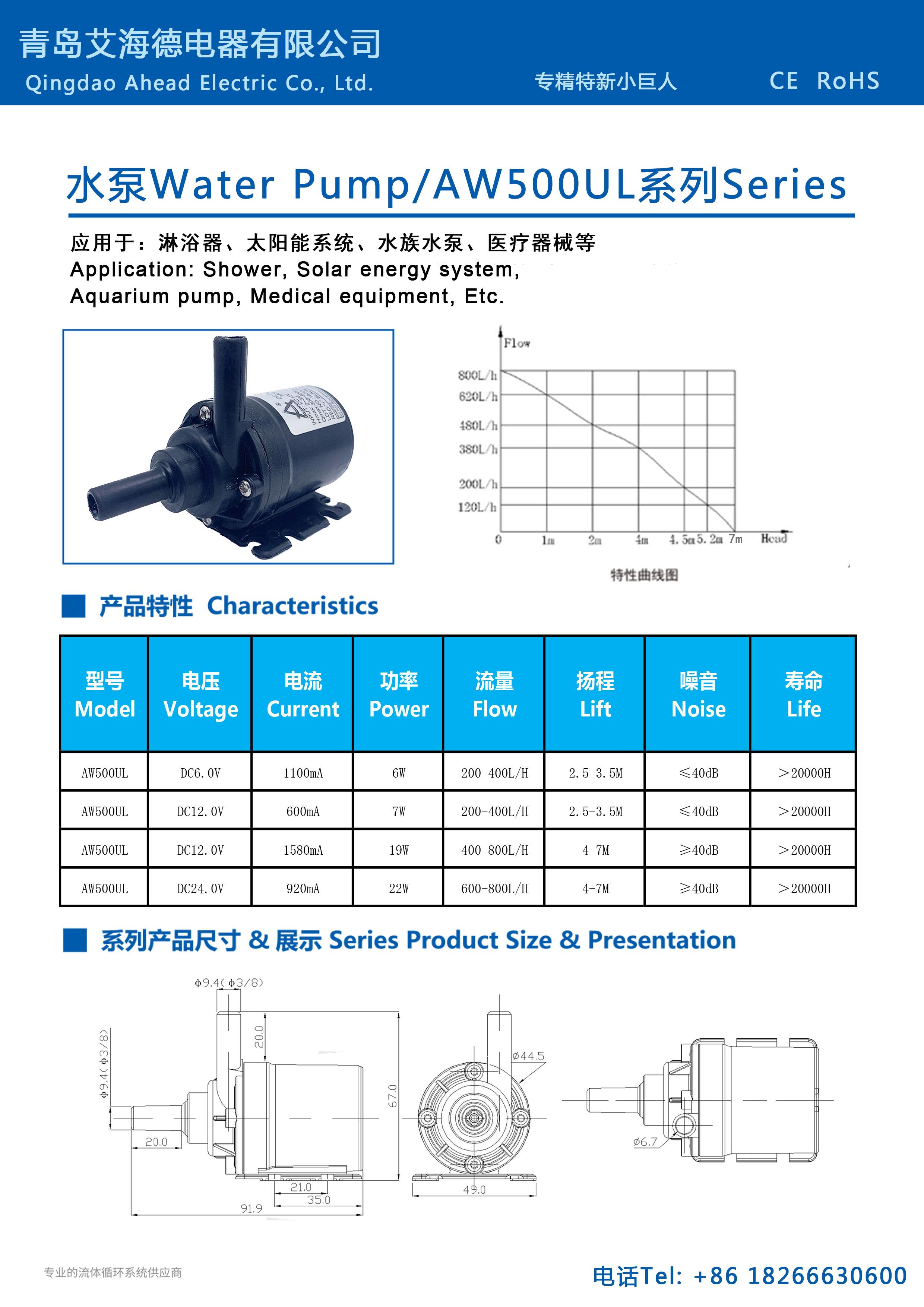 AW500UL 原始规格书与尺寸图