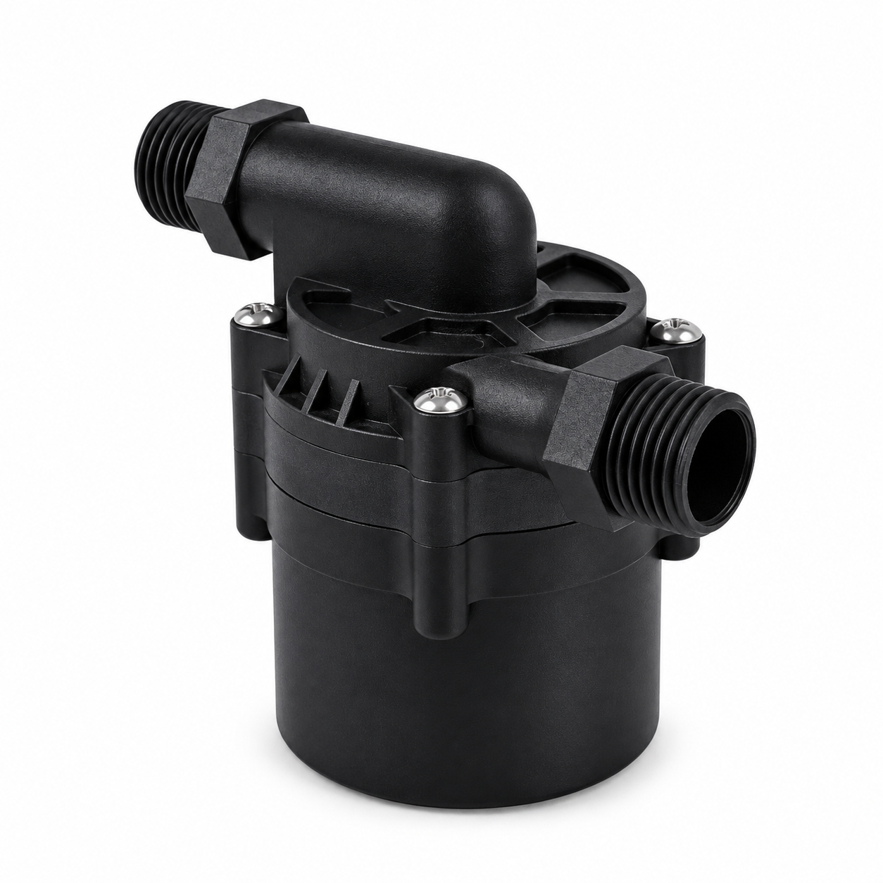 AW1000 micro water pump with threaded connections on a white background